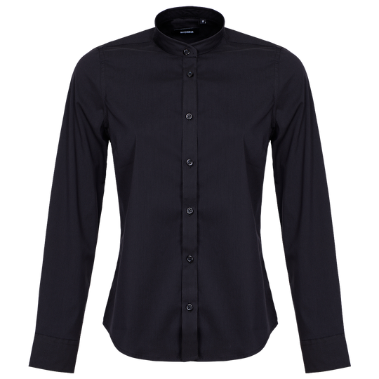 Γυναικείο πουκάμισο με γιακά Mandarin VELILLA BLACK - 1 — stenso.gr Γυναικείο πουκάμισο με γιακά Mandarin VELILLA BLACK - 1