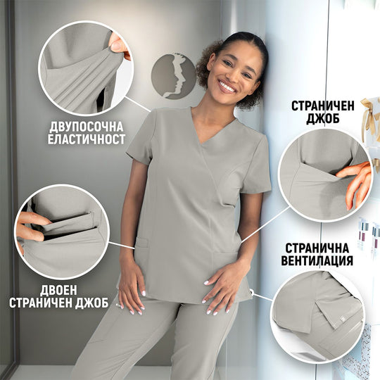 Γυναικεία ιατρική μπλούζα NOBBY LIGHT GREY - 2 — stenso.gr Γυναικεία ιατρική μπλούζα NOBBY LIGHT GREY - 2