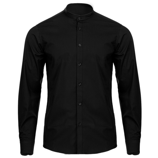 Ανδρικό πουκάμισο με γιακά Mandarin VELILLA BLACK - 1 — stenso.gr Ανδρικό πουκάμισο με γιακά Mandarin VELILLA BLACK - 1