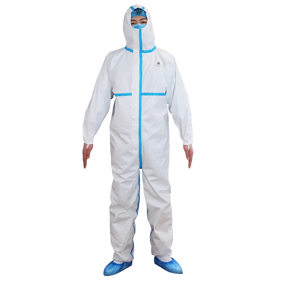 Ολόσωμη προστατευτική φόρμα με κουκούλα COVERALL WHITE TYPE 3, 4