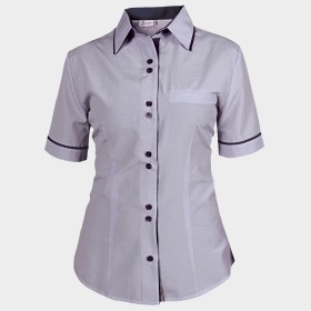 Γυναικείο κοντομάνικο πουκάμισο ALEXIA LIGHT PURPLE STRIPE