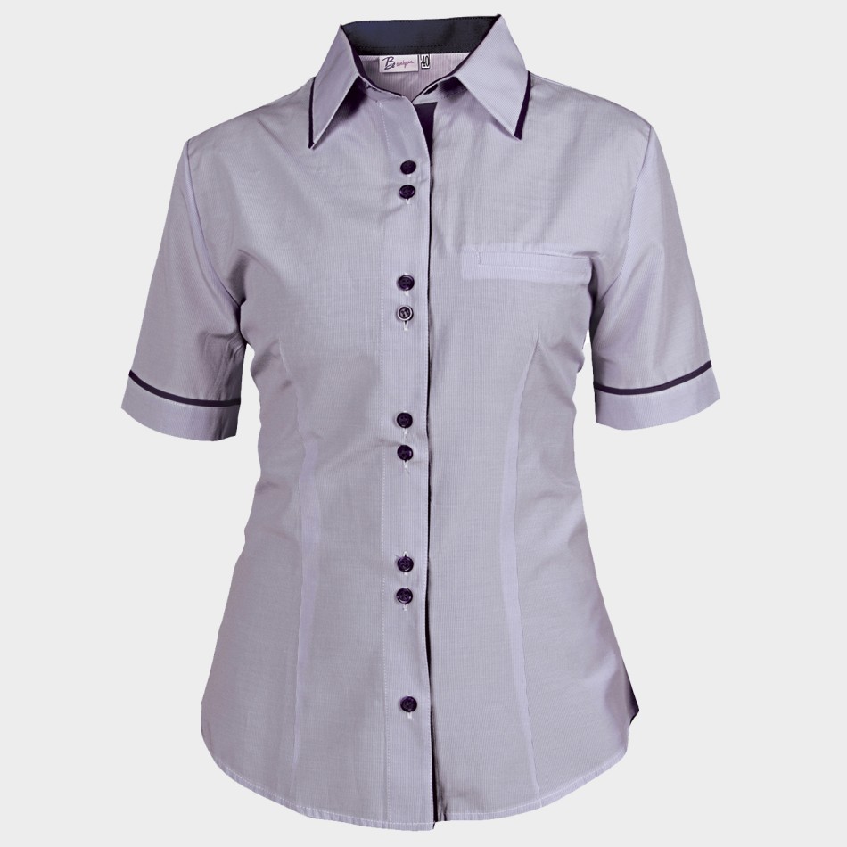 Γυναικείο κοντομάνικο πουκάμισο ALEXIA LIGHT PURPLE STRIPE