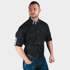Ανδρικό μακρυμάνικο πουκάμισο ALBERTO BLACK