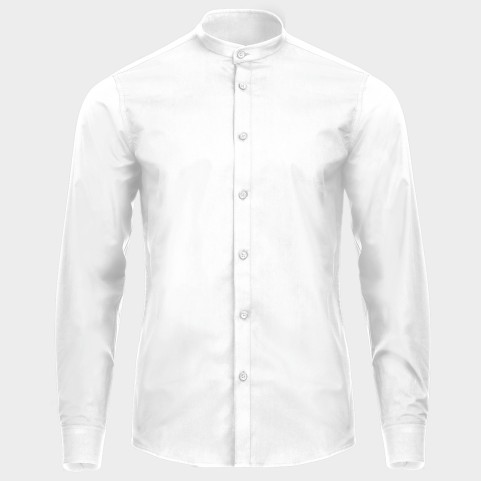 Ανδρικό πουκάμισο με γιακά Mandarin VELILLA WHITE