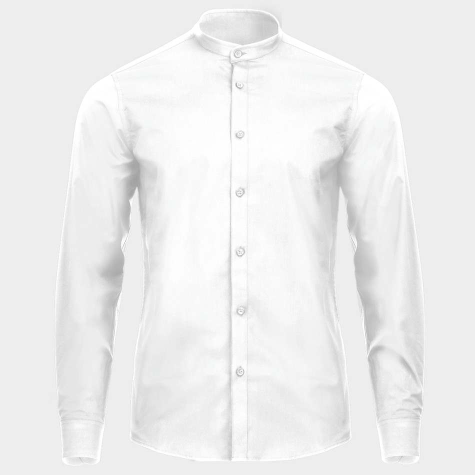 Ανδρικό πουκάμισο με γιακά Mandarin VELILLA WHITE