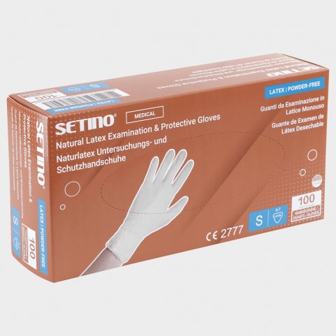 Γάντια λάτεξ μιας χρήσης SETINO LATEX WHITE PF