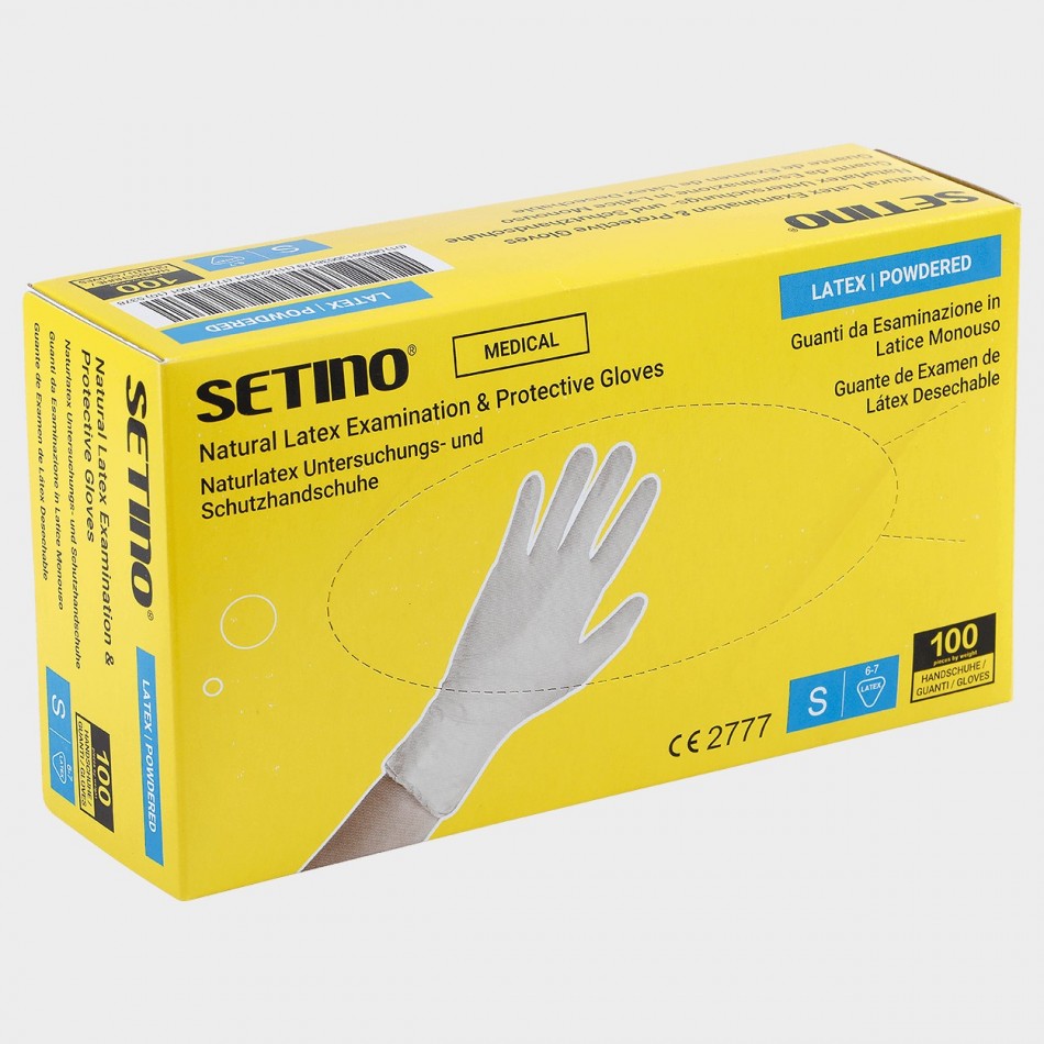 Γάντια λάτεξ μιας χρήσης SETINO LATEX WHITE P