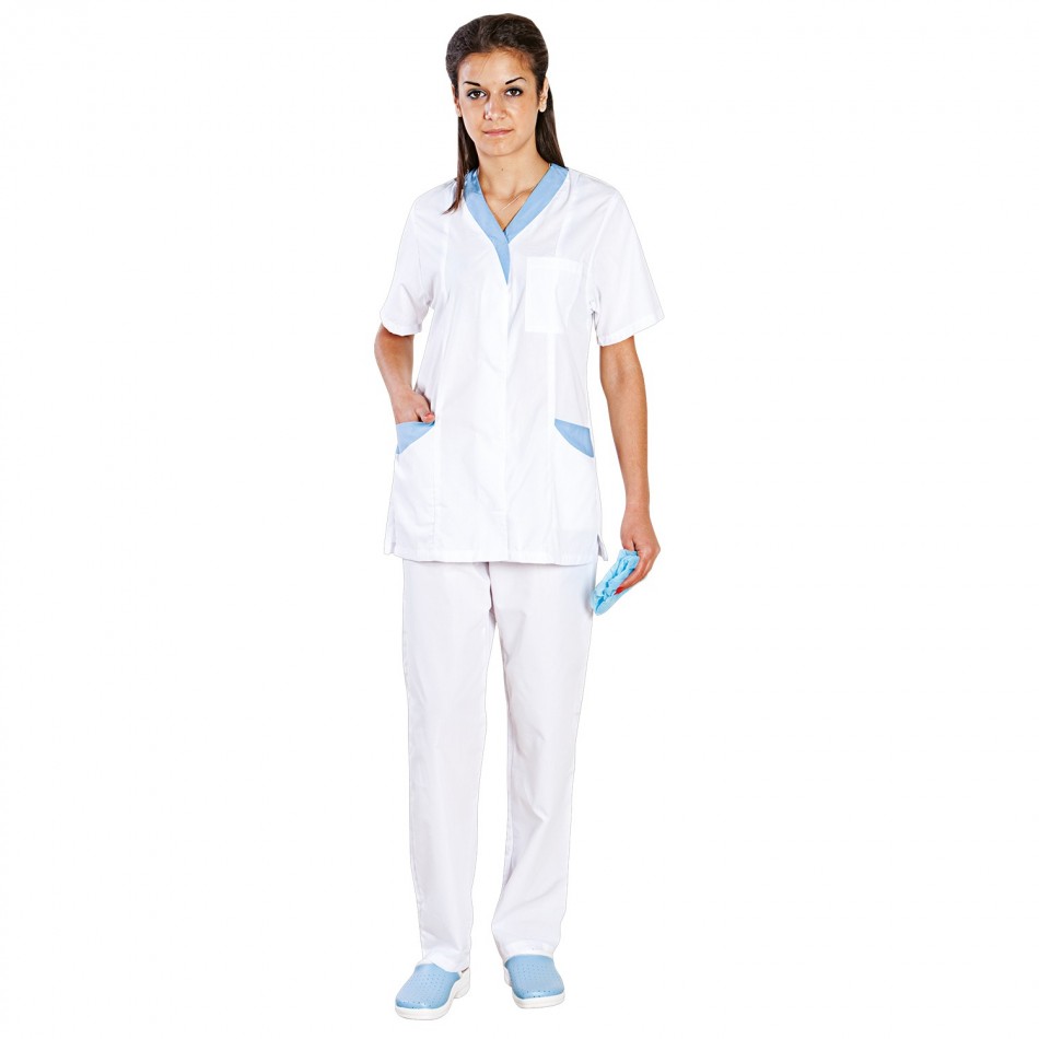 Ιατρικός μανδύας με παντελόνι M33 WHITE/BLUE