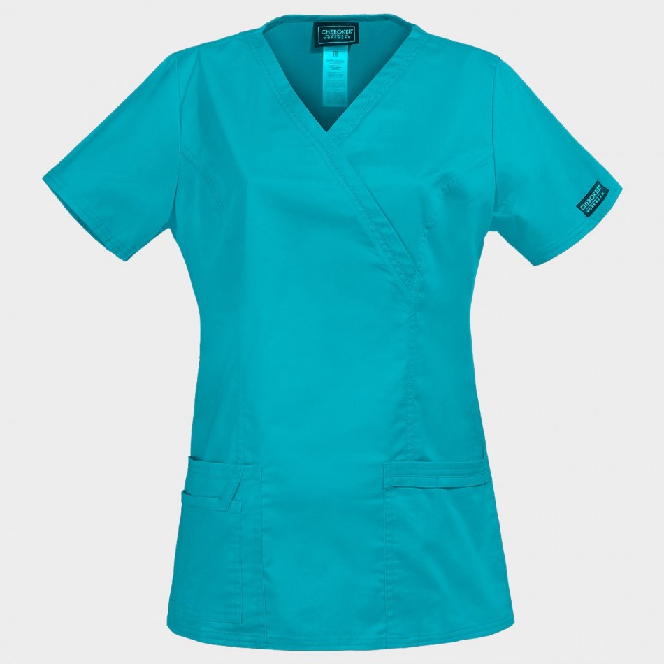 Γυναικεία ιατρική μπλούζα CHEROKEE WRAP LIGHT PETROL WWE4728