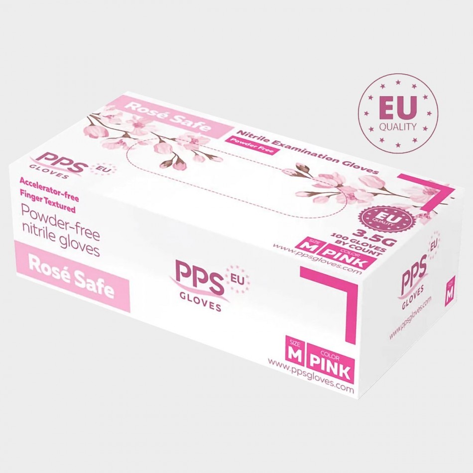Γάντια νιτριλίου χωρίς πούδρα PPS ROSE SAFE PF