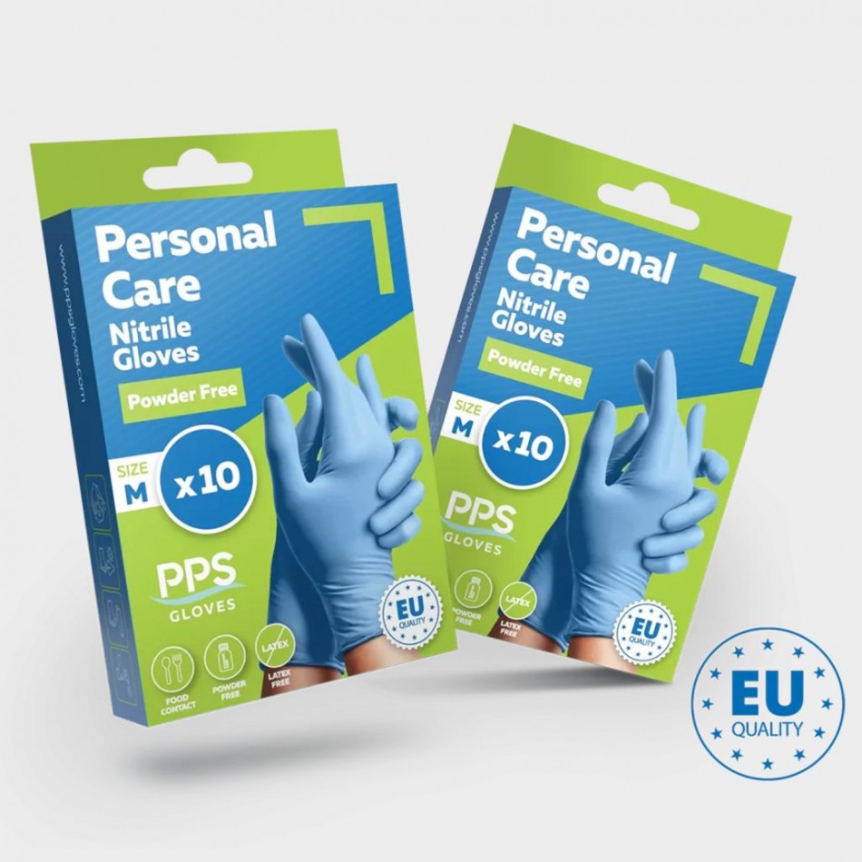 Γάντια νιτριλίου χωρίς πούδρα PPS PERSONAL CARE PF BLUE