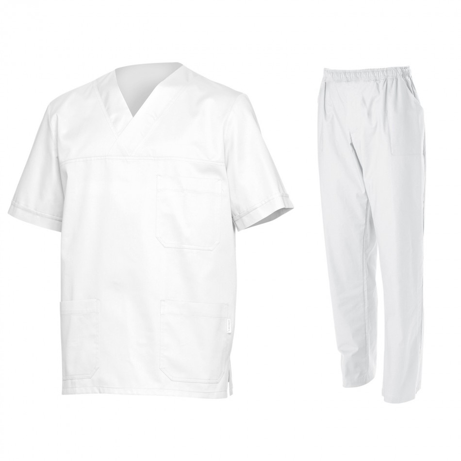 Ιατρική στολή μπλούζα - παντελόνι (σετ) SIMONE WHITE