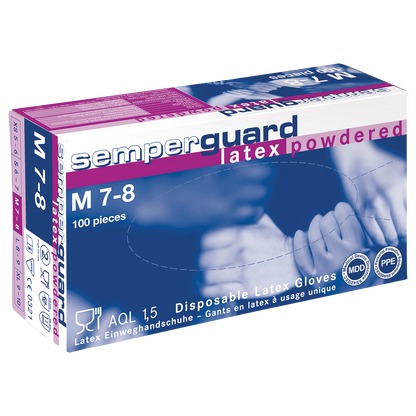 Γάντια λατέξ μιας χρήσης SEMPERGUARD LATEX POWDERED - 1
