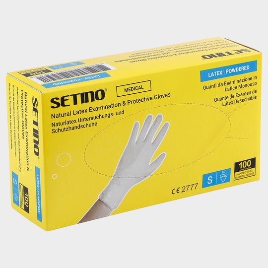 Γάντια λάτεξ μιας χρήσης SETINO LATEX WHITE P - 1