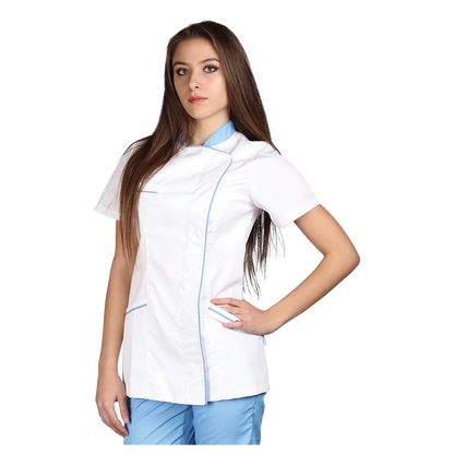 Γυναικεία Ιατρική Μπλούζα άσπρο SINTIA WHITE/LIGHT BLUE - 1