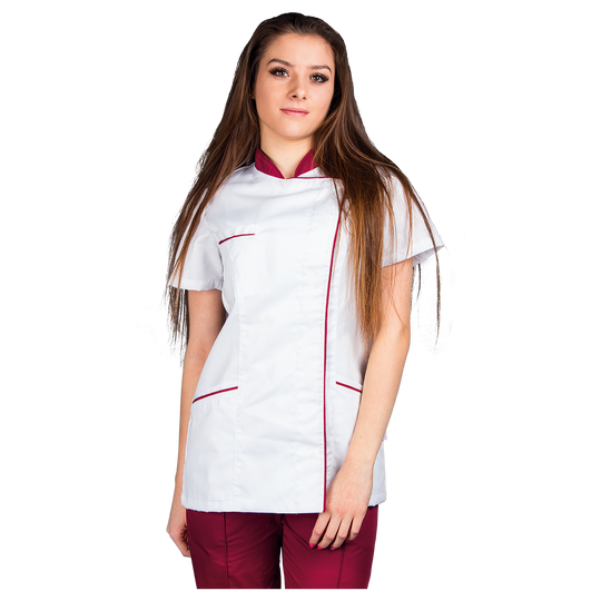 Γυναικεία Ιατρική Μπλούζα άσπρο SINTIA WHITE/BORDEAUX - 1
