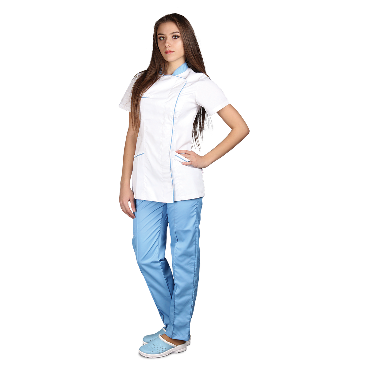 Γυναικεία Ιατρική Μπλούζα άσπρο SINTIA WHITE/LIGHT BLUE - 2