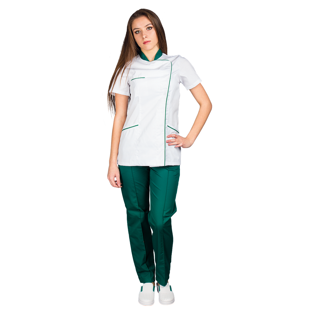 Γυναικεία Ιατρική Μπλούζα άσπρο SINTIA WHITE/GREEN - 2