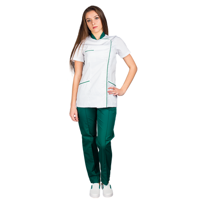 Γυναικεία Ιατρική Μπλούζα άσπρο SINTIA WHITE/GREEN - 2