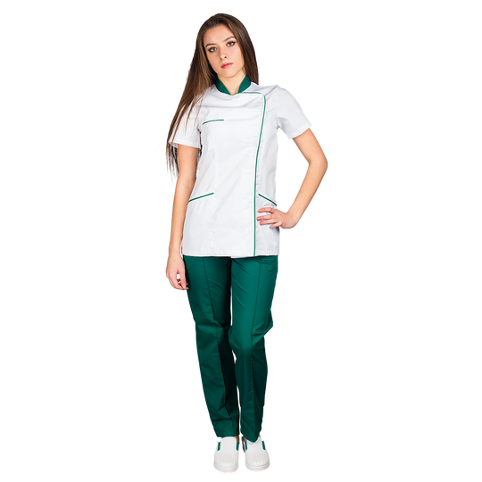 Γυναικεία Ιατρική Μπλούζα άσπρο SINTIA WHITE/GREEN - 2