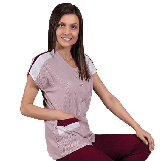 Γυναικεία Μπλούζα Εργασίας μπορντώ ZEBRA BORDEAUX - 1