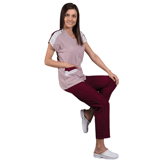 Γυναικεία Μπλούζα Εργασίας μπορντώ ZEBRA BORDEAUX - 2