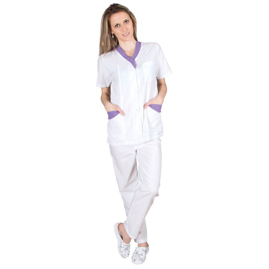 Ιατρικός μανδύας με παντελόνι M33 WHITE/PURPLE