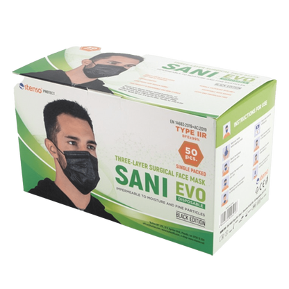 Τεμ SANI EVO BLACK - TYPE IIR Τριπλή ιατρική μάσκα 50 - 1