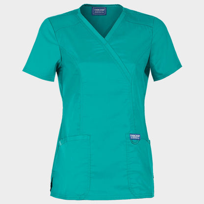 Γυναικεία ιατρική μπλούζα CHEROKEE WRAP TEAL BLUE WWE610 - 1