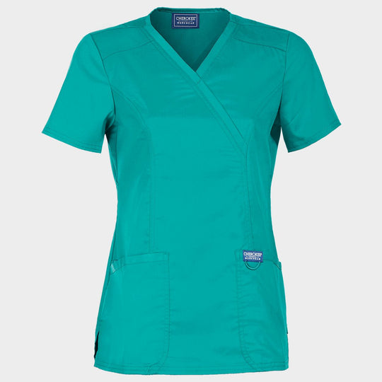 Γυναικεία ιατρική μπλούζα CHEROKEE WRAP TEAL BLUE WWE610 - 1
