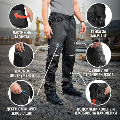 Παντελόνι εργασίας REVOLT 4STRETCH GREY/BLACK/PETROL - 3
