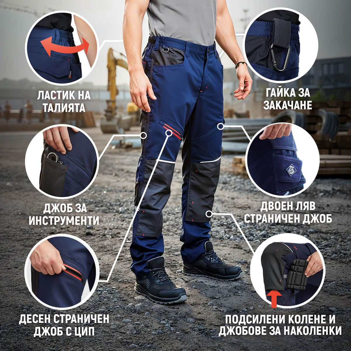 Παντελόνι εργασίας REVOLT 4STRETCH NAVY BLUE/BLACK - 3