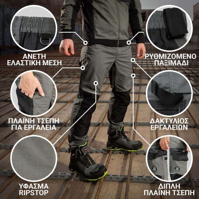 Παντελόνι εργασίας REVOLT LIGHT STRETCH GREEN - Stenso.gr