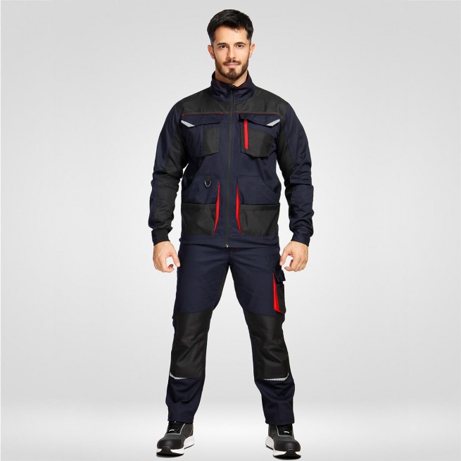 Παντελόνι εργασίας KASTOR STRETCH DARK BLUE/RED - Stenso.gr