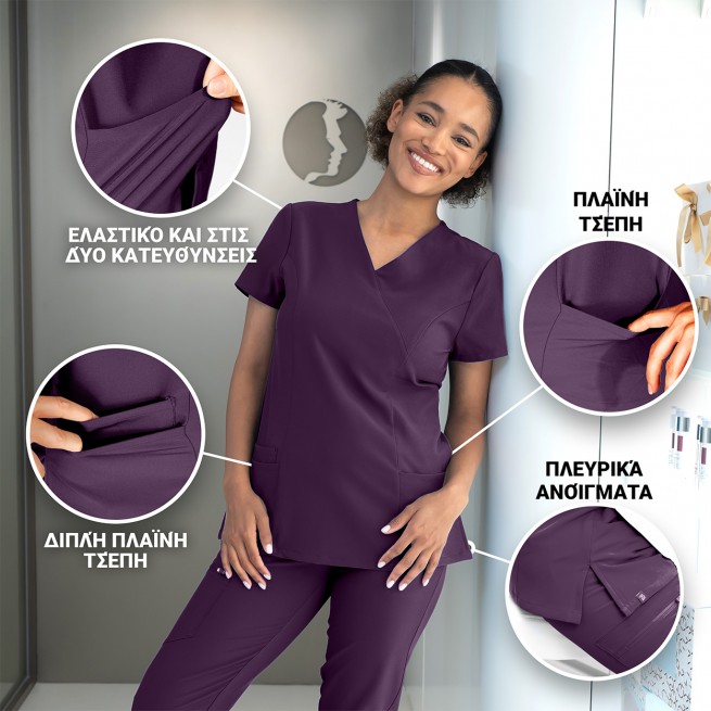 Γυναικεία ιατρική μπλούζα NOBBY PURPLE - Stenso.gr