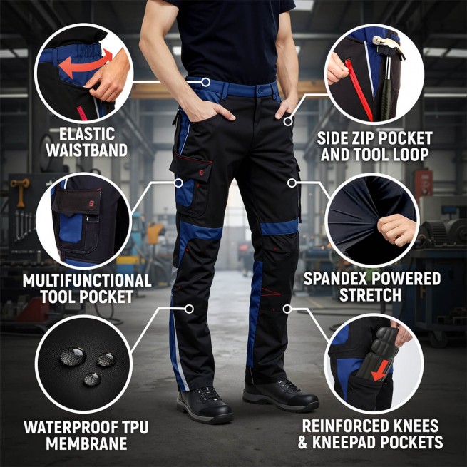 Παντελόνι εργασίας PRISMA SOFTSHELL 2.0 BLACK/DARK BLUE - Stenso.gr