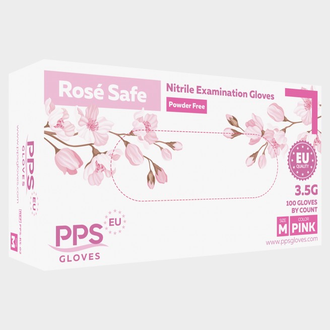Γάντια νιτριλίου χωρίς πούδρα PPS ROSE SAFE PF - Stenso.gr